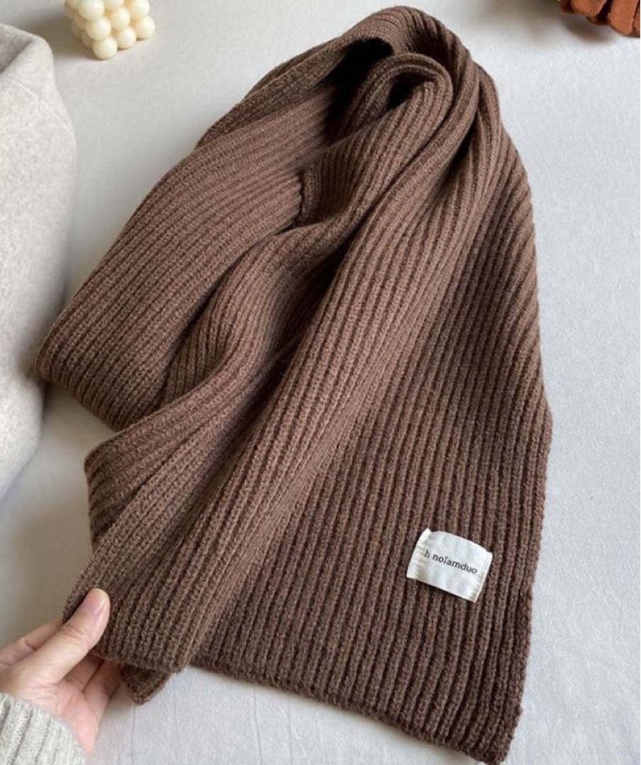 h.nolamduo ブラウンニットマフラー - メルカリ