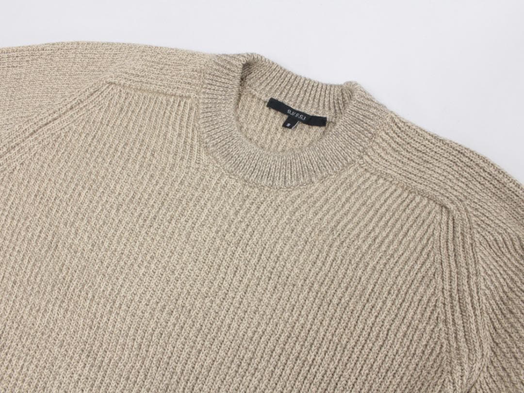 △美品 グッチ GUCCI グッチ リブ編 ニットセーター ベージュ Sサイズ