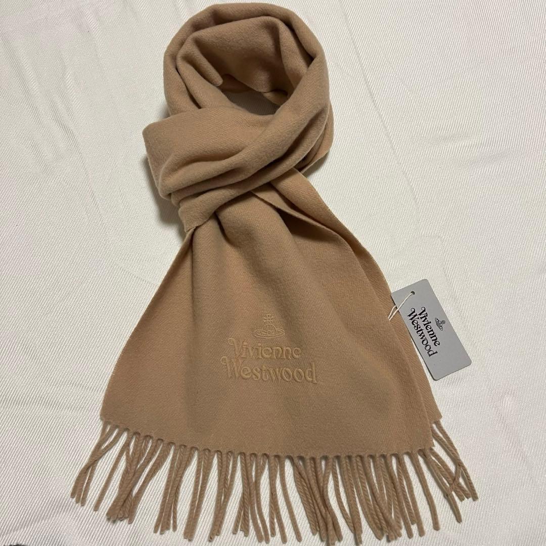 ヴィヴィアンウエストウッド　ウールマフラー　オーブ刺繍 並行輸入品 ヴィヴィアンウエストウッド マフラー オーブロゴ 刺繍