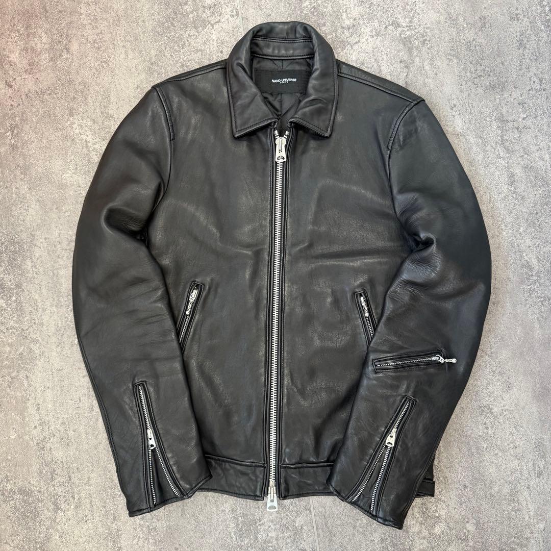 ナノユニバース　ラムレザージャケット　L キルティング中綿ジャケット nano universe ナノユニバース シングルライダース NUC53LO0531SH