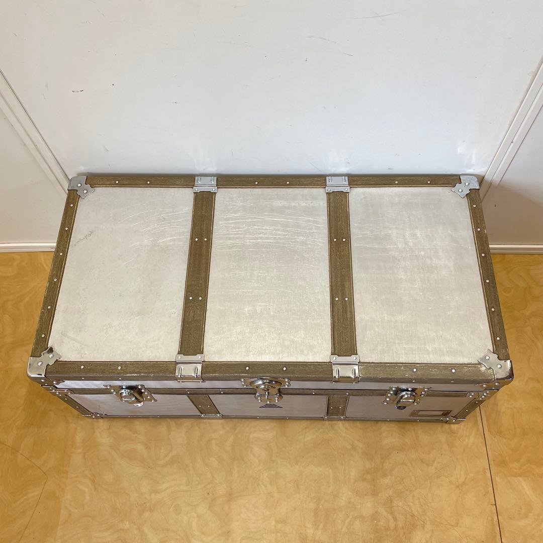 ビンテージ トランク アルミ 船舶 収納 箱 台 ケース ボックス