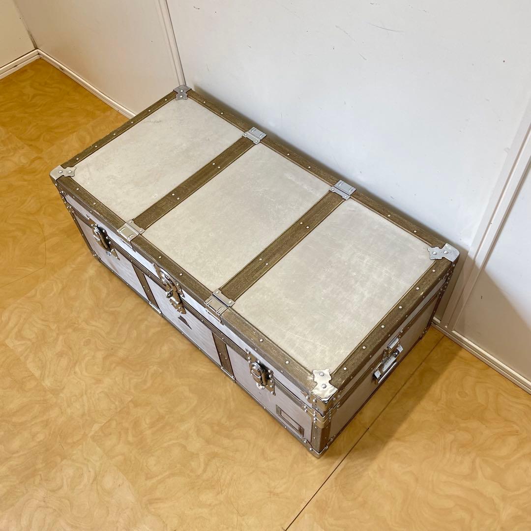 ビンテージ トランク アルミ 船舶 収納 箱 台 ケース ボックス