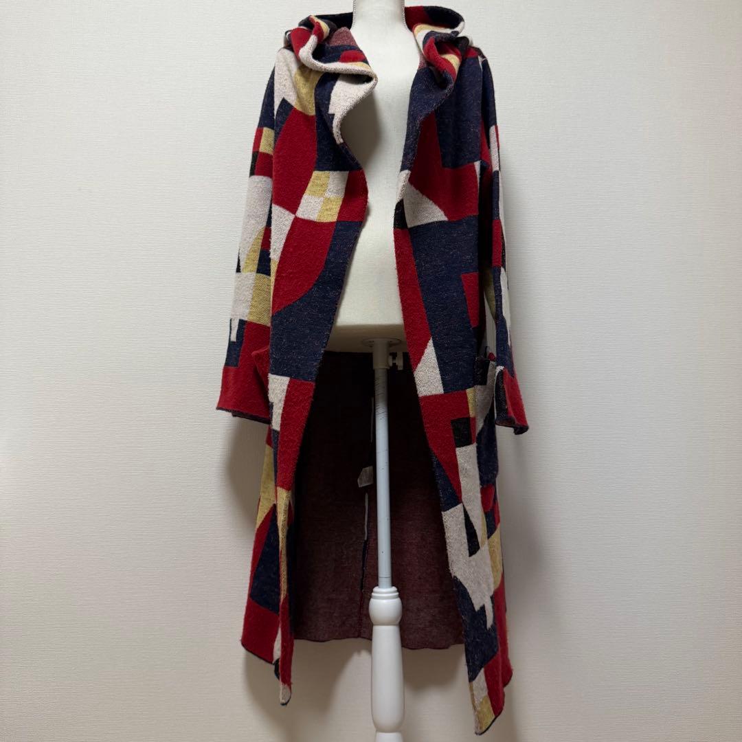 hazama ハザマ 迷宮入りのニットガウン フード付ロングコート ユニ