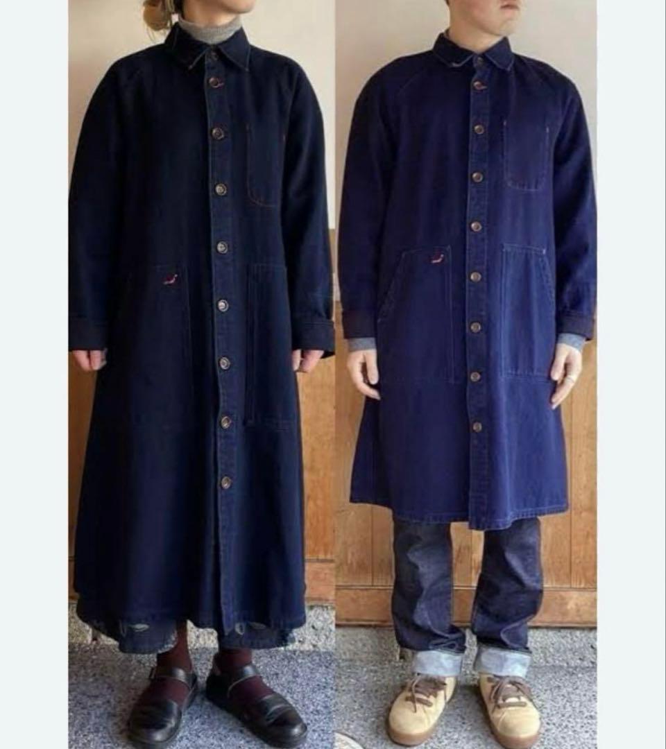 美品✨BlueTrick インディゴ ロングショップコート 刺子 L 男女兼用