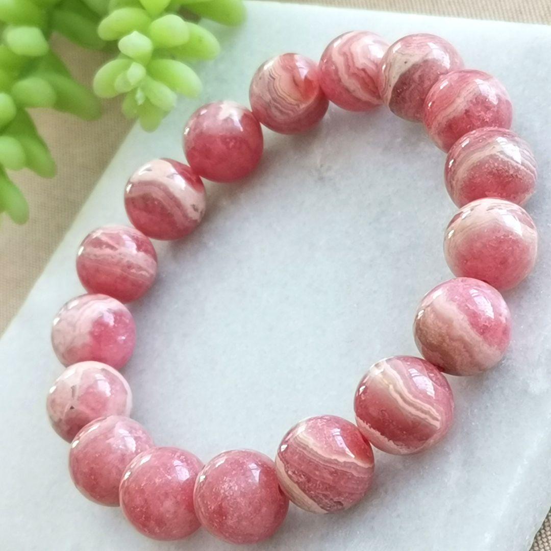 高品質【透明感】【美品】天然石インカローズ約12.3mmブレスレット