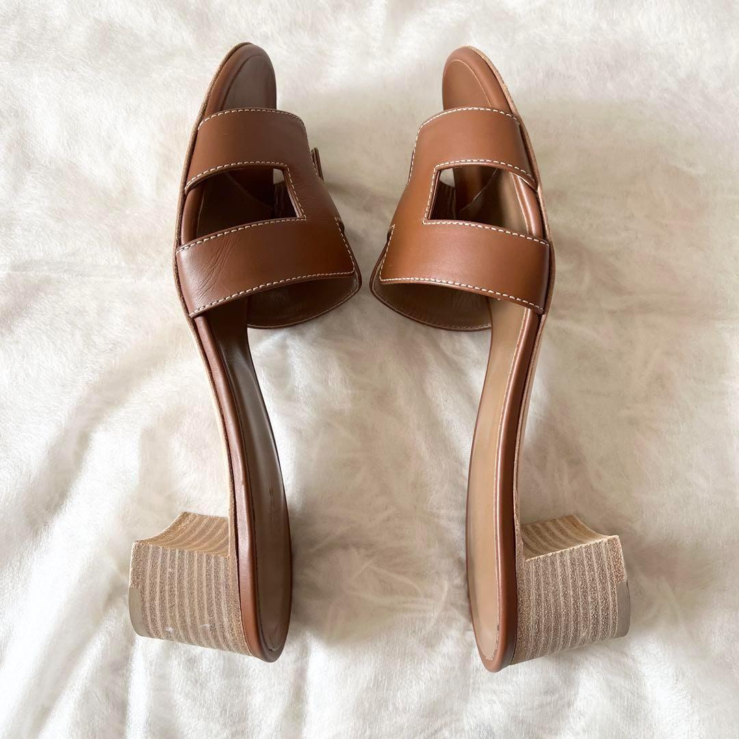 HERMES サンダル オアジス ブラウン レザー 37 H型 24cm - メルカリ