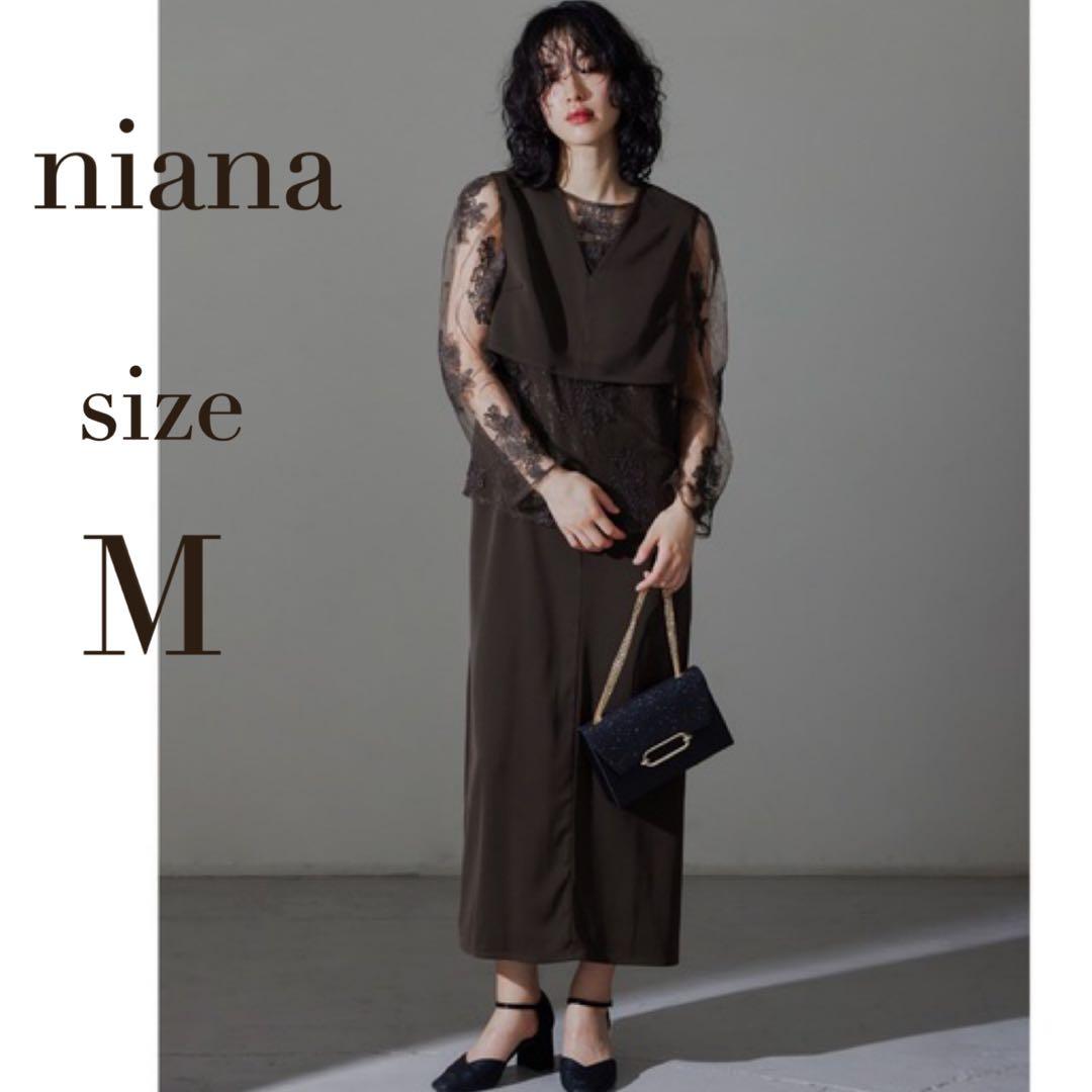 人気　ニアナ　マルチレイヤードセットドレス ブラウン　M 楽天市場】マルチレイヤードセットドレス パーティードレス 結婚式 3