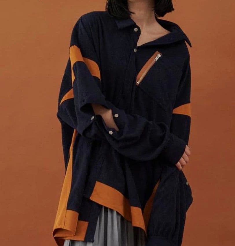 seesew コーデュロイ2WAYブロックシャツ UNISEX】CORDUROY 2WAY BLOCK SHIRTS/コーデュロイ2WAYブロックシャツ