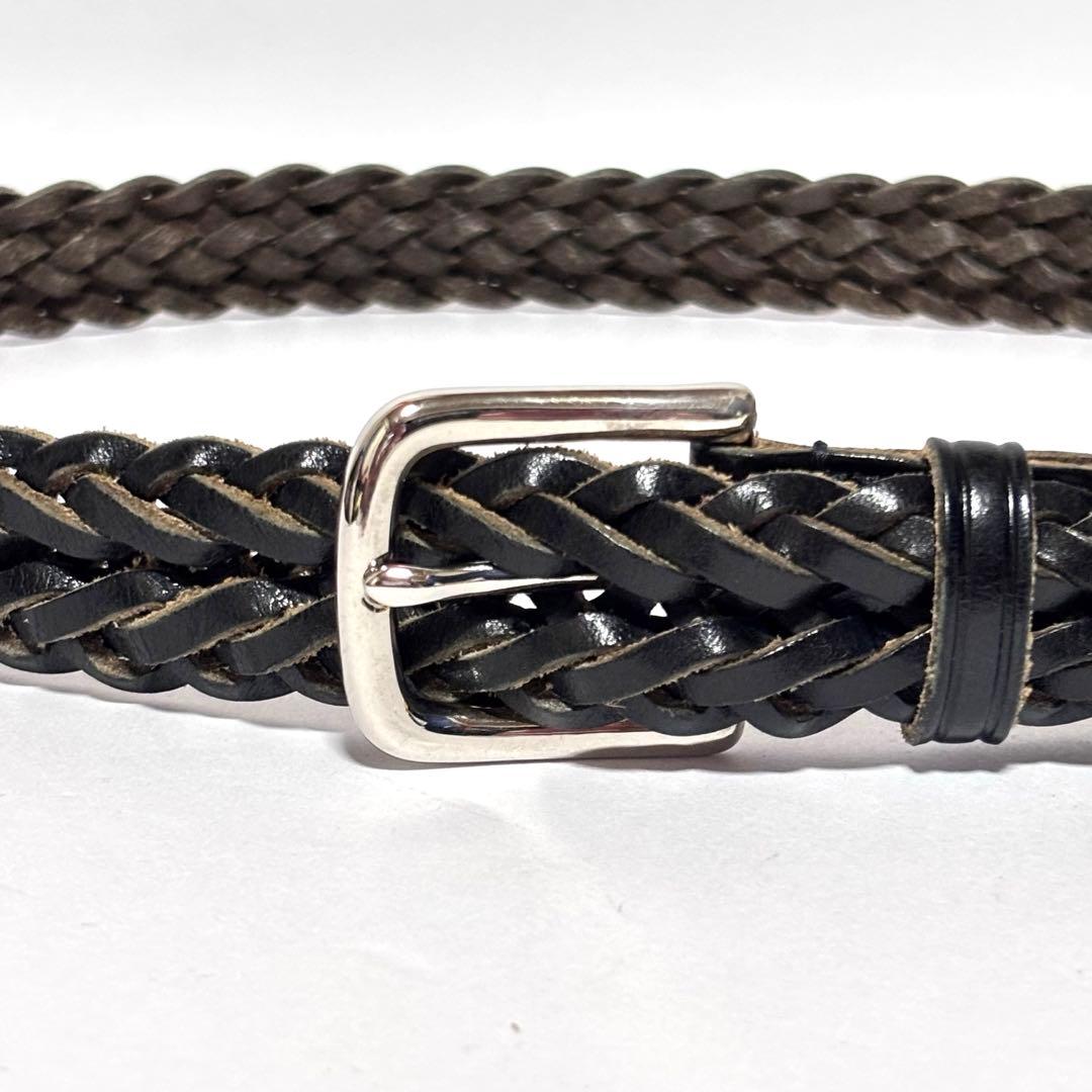 【美品】ホワイトハウスコックス レザーメッシュベルト 黒 32/80 2.8mm