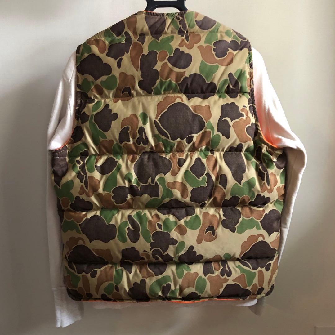 70s 黒タグ エディーバウアー リバーシブルダウンベスト カモ柄 S