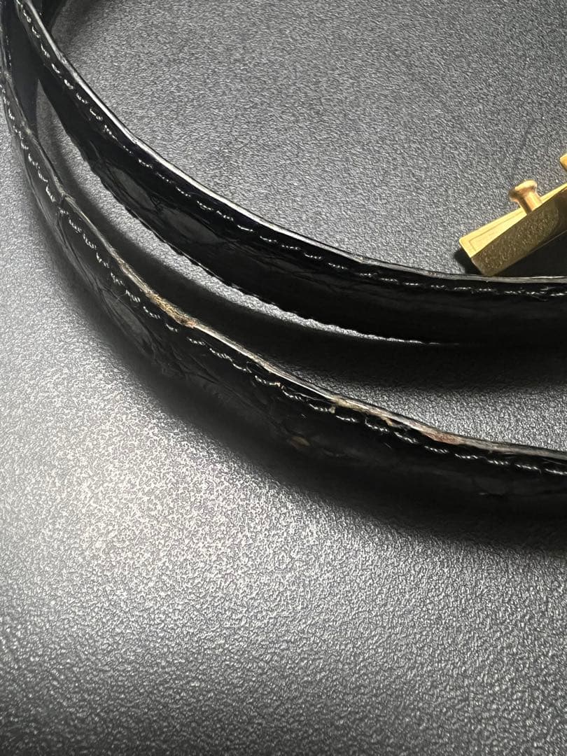 S.T.DUPONT デュポン　クロコダイル　レザーベルド　黒　フランス製　ワニ
