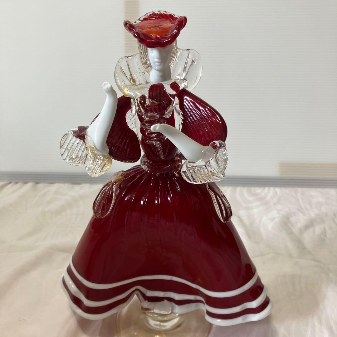 ベネチアンガラス美術品工芸品ムラーノガラスペア人形赤金彩 - メルカリ