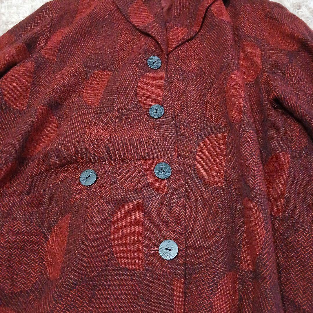 美品 センソユニコ ジウ 変形 ジャケットドット 総柄 アシメ 赤 ウール