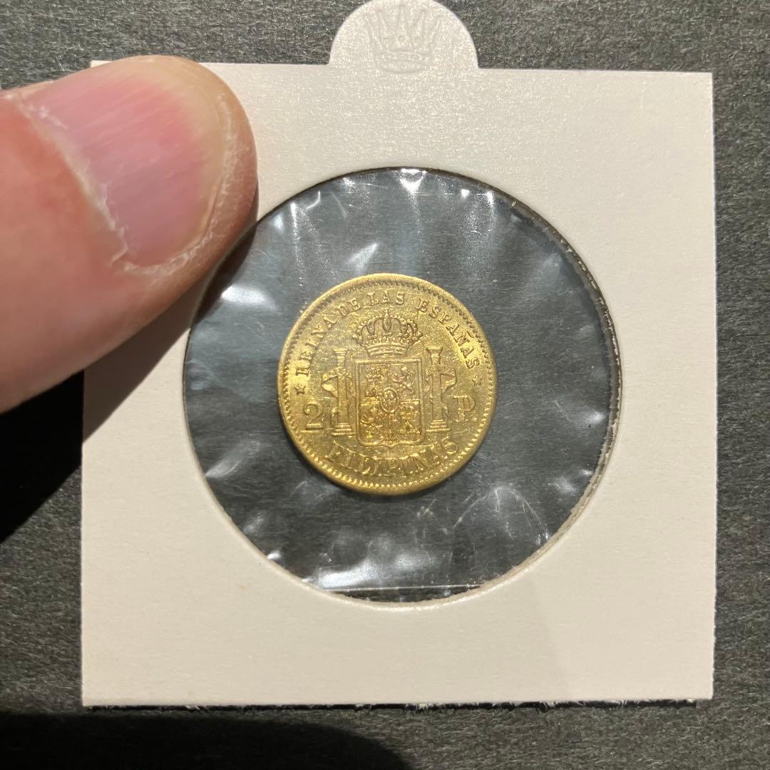 スペイン領 フィリピン1863年2ペソ金貨 スペイン領 フィリピン1863年2ペソ金貨 イサベル2世 (スペイン女王) 4