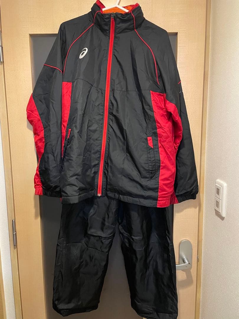 えい様専用】asics アシックス ウィンドブレーカー上下セット 黒/赤