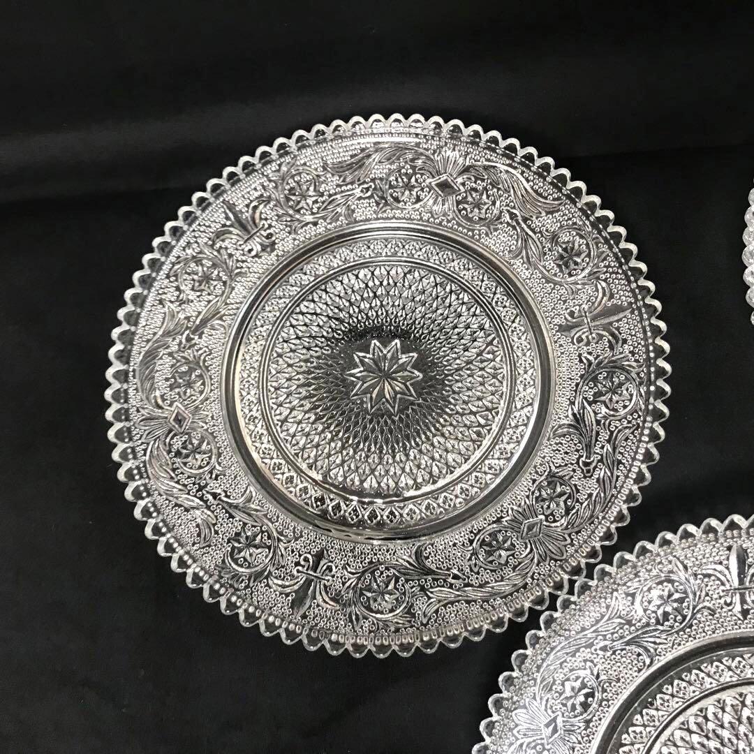 長谷川ガラス エリザベス ケーキ皿 5点 未使用 15cm 皿 プレート