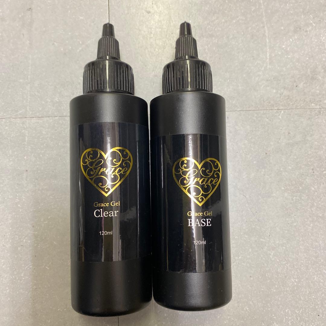 グレースジェル クリア&ベース 120ml 2本セット HEMAフリー フィルインベース 優れた持ち ノンサンディングベース