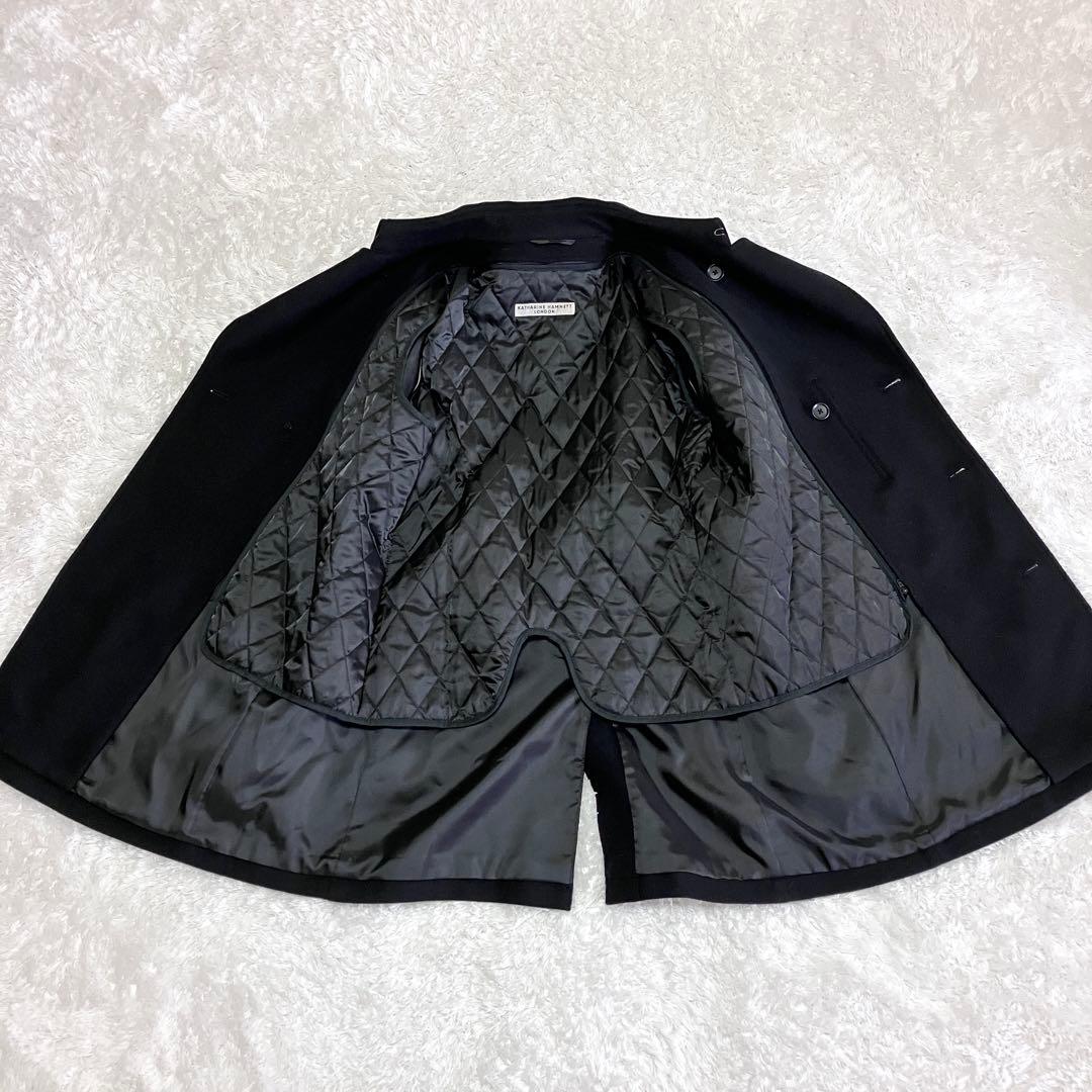 美品 キャサリンハムネット トレンチコート ウール ライナー ブラック