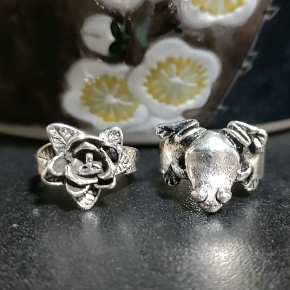 ヴィンテージシルバーリング メキシカンフラワー＆ヴィンテージ