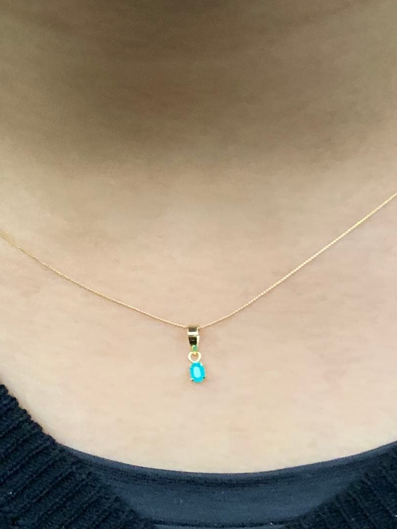 天然パライバトルマリン　0.12ct ブラジル産　K18YGペンダントヘッド