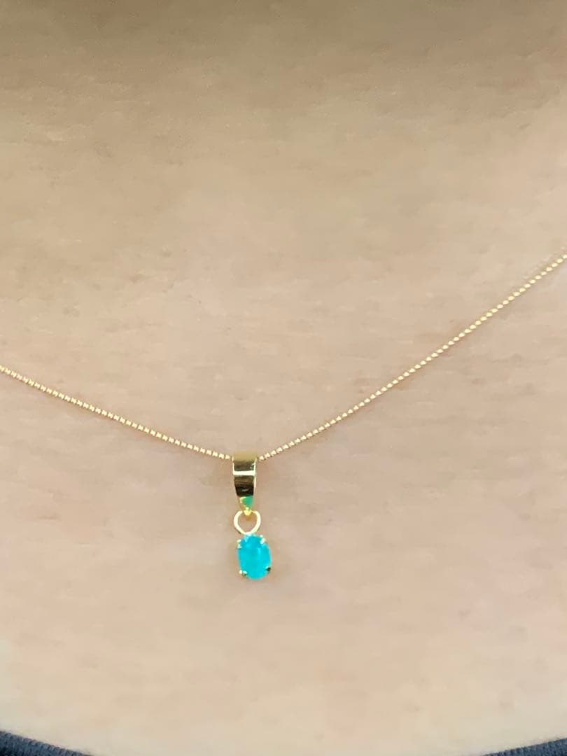 天然パライバトルマリン　0.12ct ブラジル産　K18YGペンダントヘッド