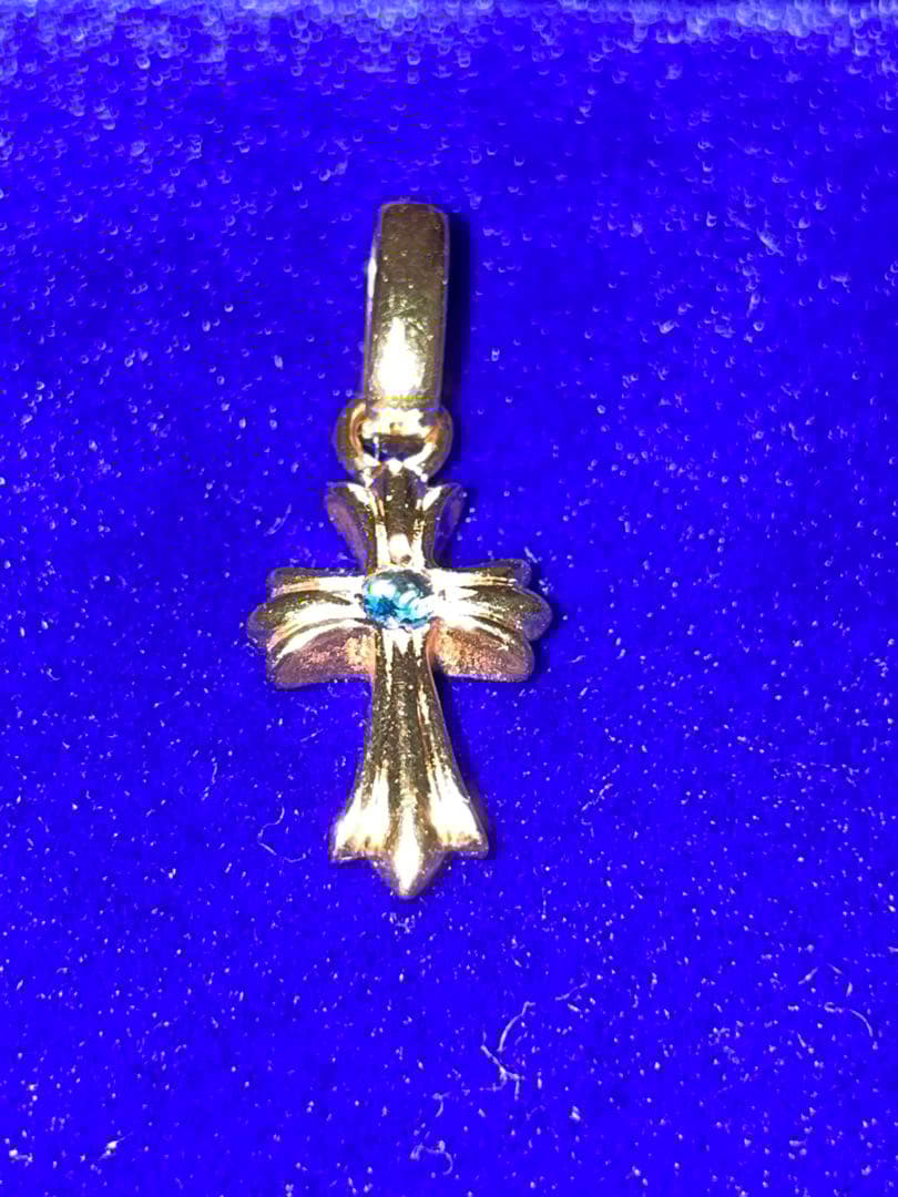 k18/サファイア　クロスペンダントトップ　十字架ネックレス　2.77g 本物