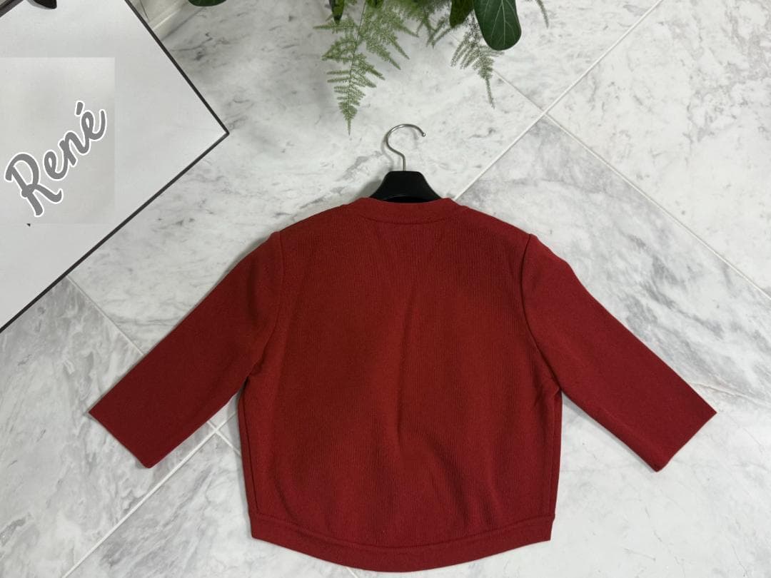 未使用級☆Rene ルネ ボレロ 34 レッド ロゴプレート