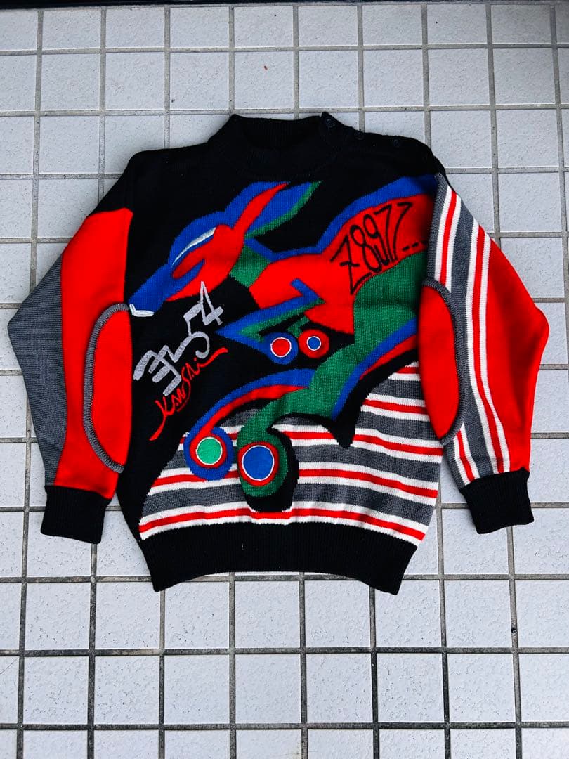 山本寛斎　KANSAI YAMAMOTOニット　80'sヴィンテージ 80s KANSAI YAMAMOTO 牙 総柄 ニット 山本寛斎 ヴィンテージ - メルカリ