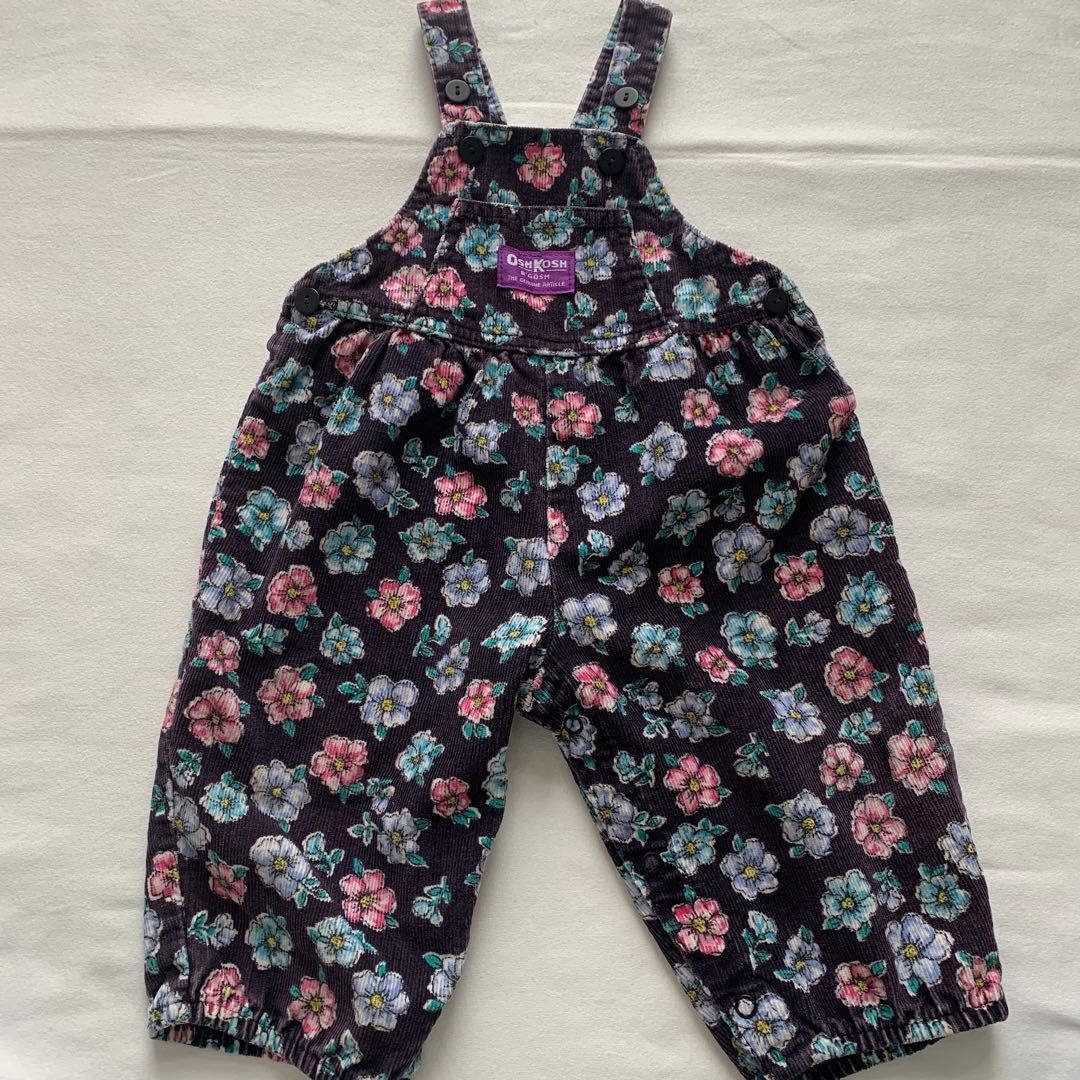 最終お値下げ☆オシュコシュ オーバーオール 花柄12M パープルタグ