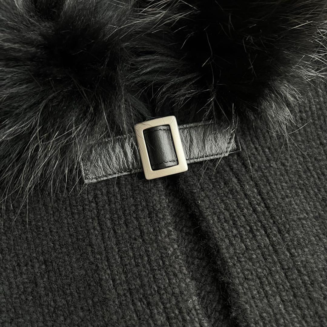 FOXEY ニット カシミヤ フォックスファー ガウン カーディガン コート