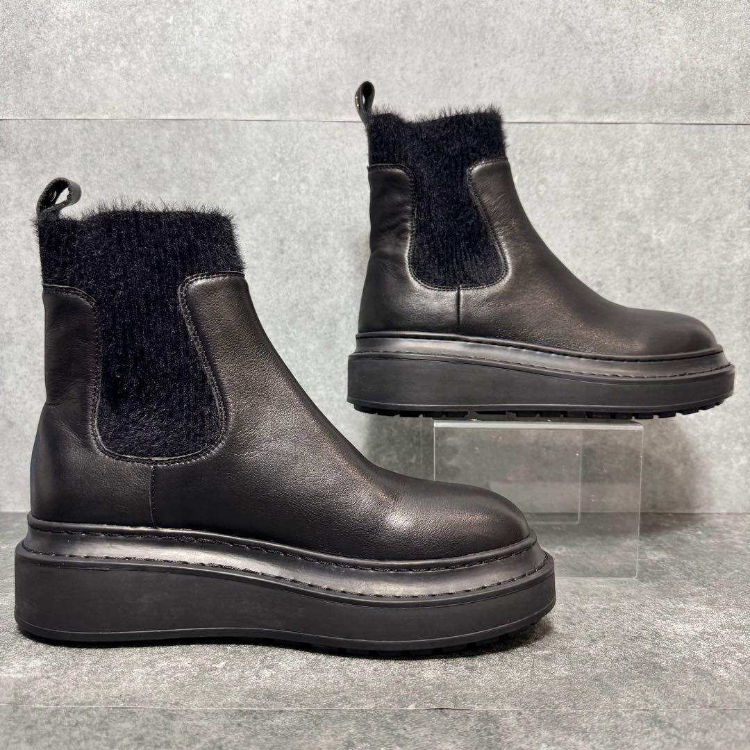 LANVIN on Blue サイドゴア ブーツ ニット ボア S 22.0cm