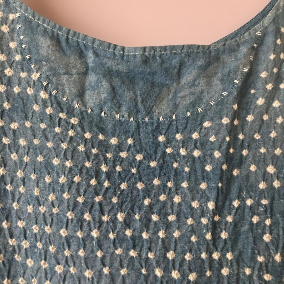 【希少・超美品 】45R カディ総手絞りワンピース　綿100% sizeM