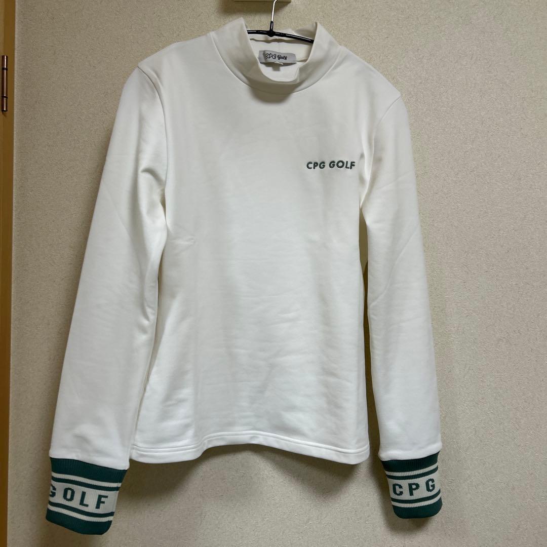 CPG GOLF リブロゴモックネック シャツ ホワイト CPG GOLF シーピージーゴルフ RIB LOGO MOCK NECK LS モックネック