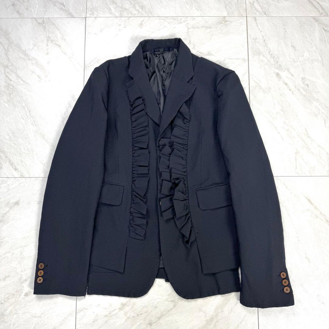 極美品 コムデギャルソン 変形 フリル テーラードジャケット S ダークネイビー 極美品 コムデギャルソン 変形 フリル テーラードジャケット S ダーク