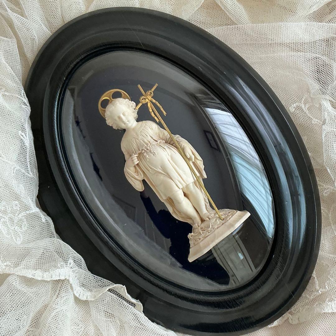 【希少】フランスアンティーク　美しい幼子イエス　メダイヨン　彫刻　レリーフ 希少】フランスアンティーク 美しい幼子イエス メダイヨン 彫刻