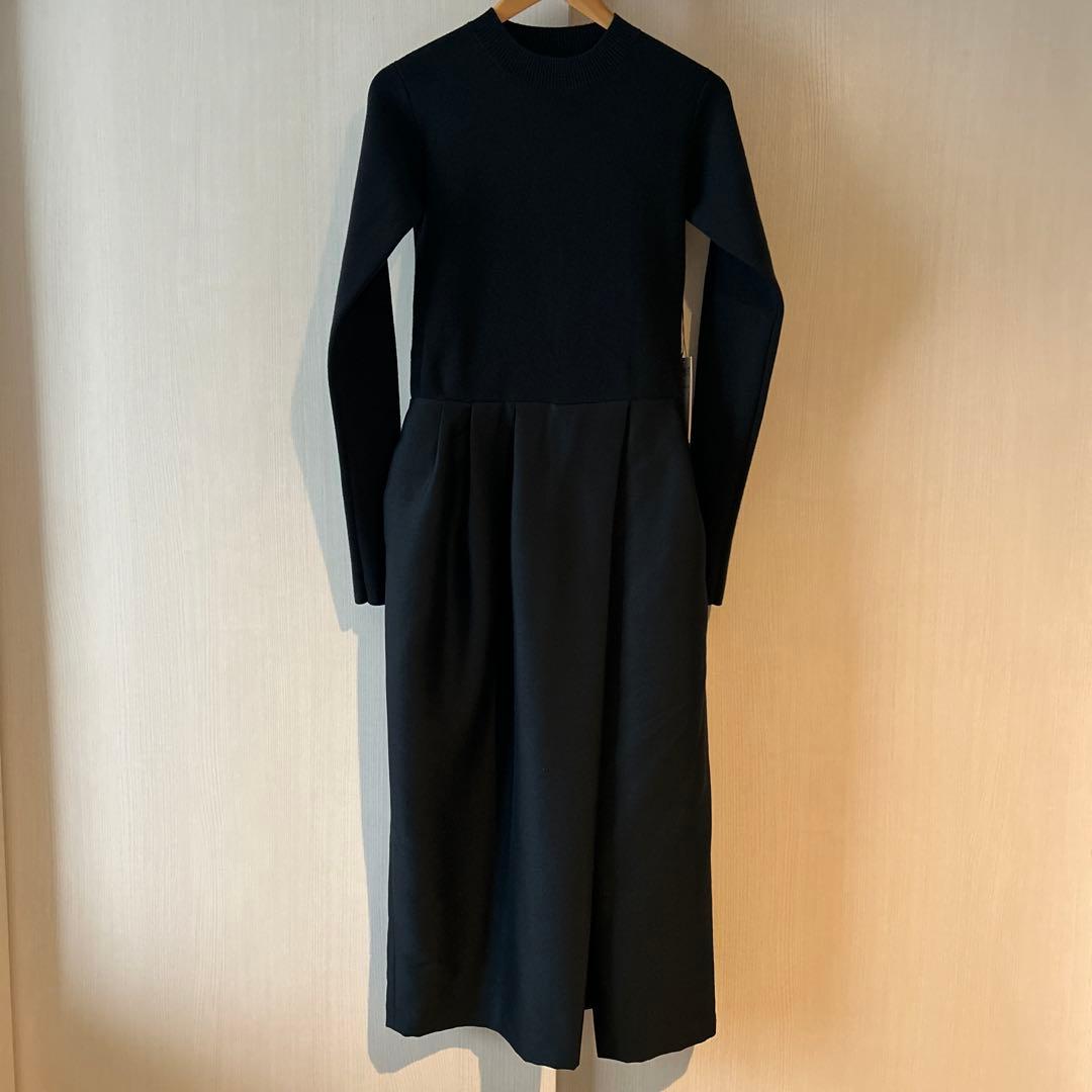 値下【uncrave】新品タグ付き ダークネイビー ニットコンビワンピース