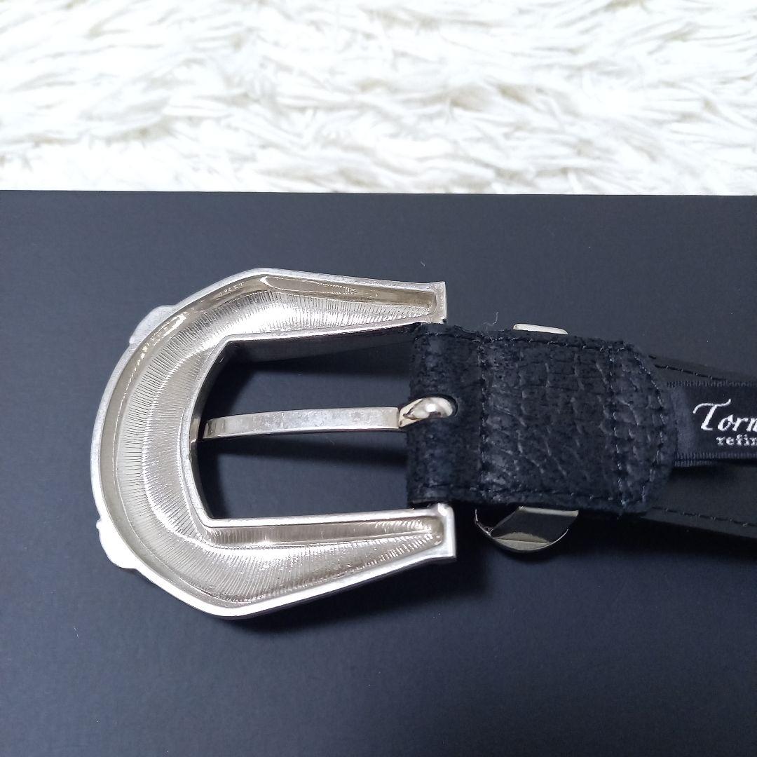 ○良品○ TORNADO MART Y2K チェーン レザー ベルト シルバー