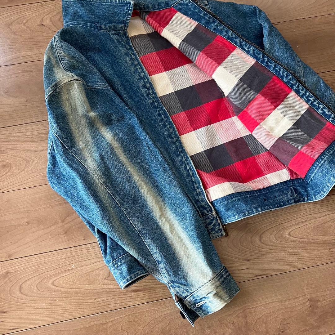 ◉ USA製 ポロカントリー デニムジャケット 裏地チェックL Lee91-B