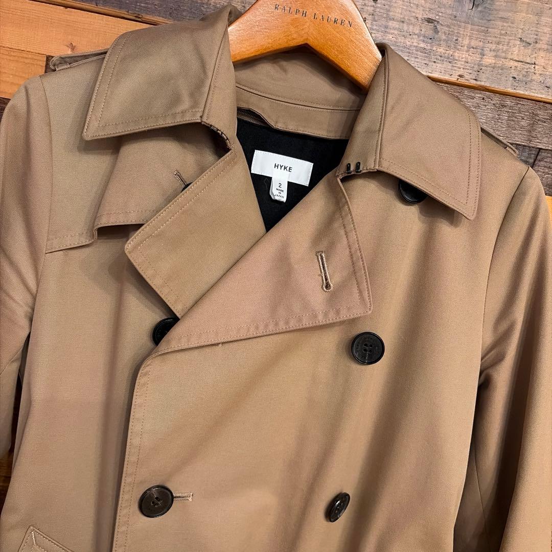 HYKE ベージュ ダブルブレスト トレンチコート サイズ2 - メルカリ