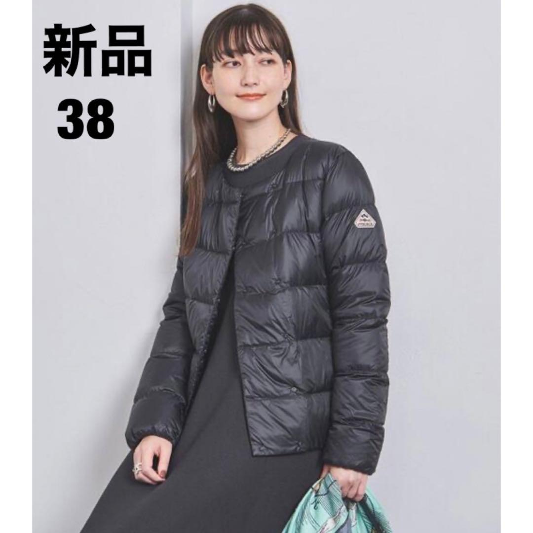 PYRENEX ノーカラーダウンジャケットJP 38 カンヌブラック