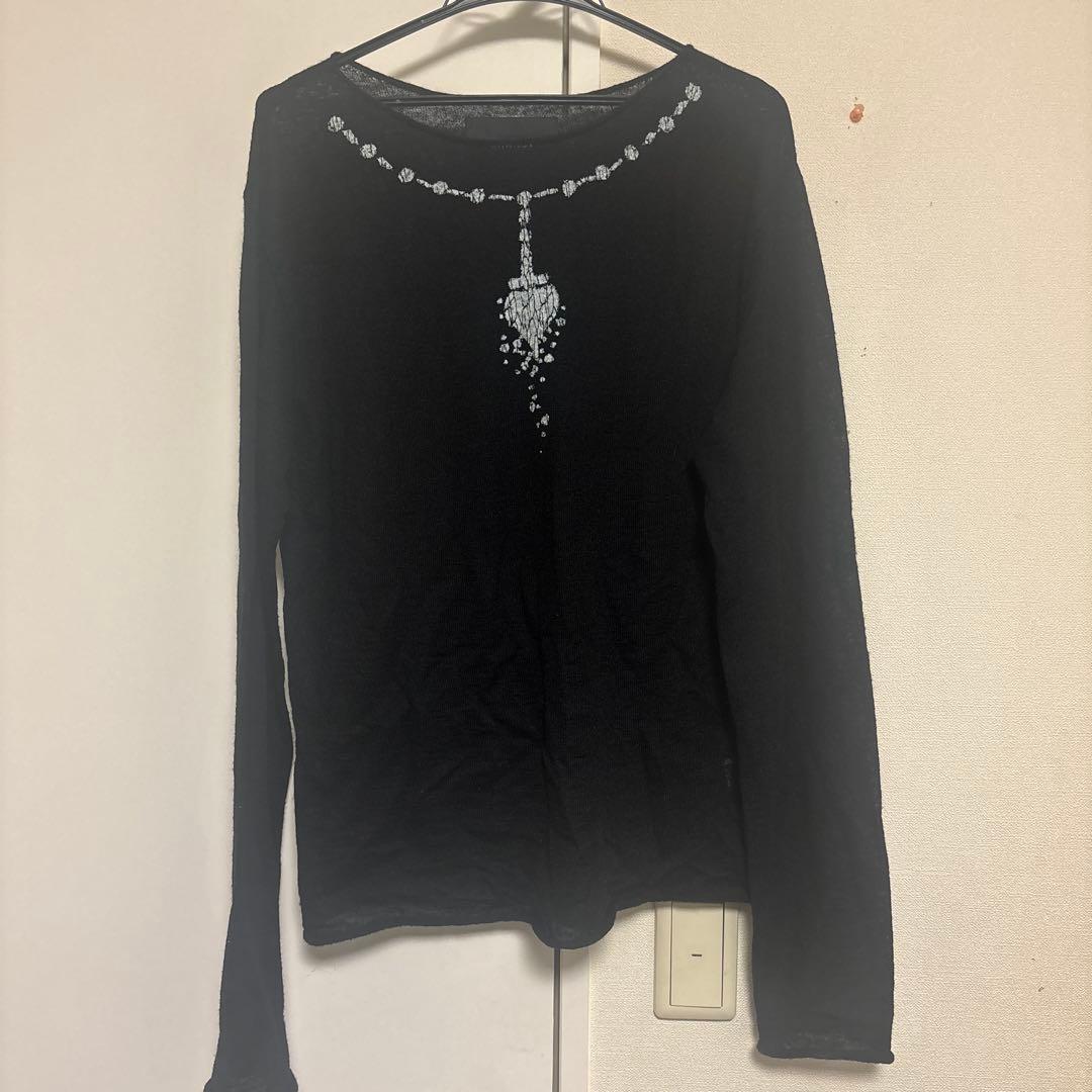 【GRANCY】Print Design Sheer Knit Mサイズ GRANCY】Print Design Sheer Knit / プリントデザインシアーニット