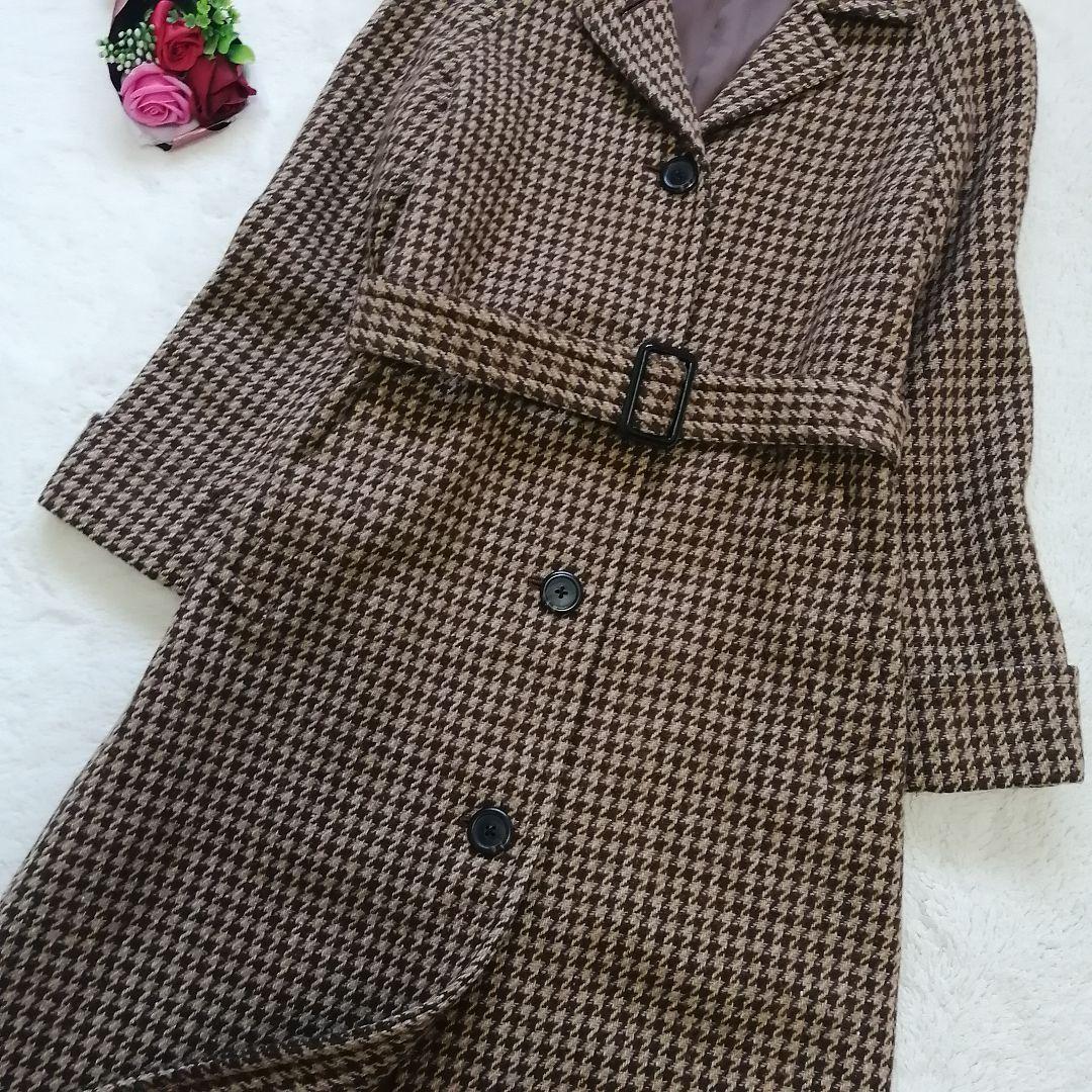 ラルフローレン ロングコート 千鳥柄 ベルト ベルテッドコート