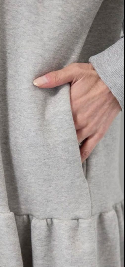 plusOTOHA タグ付き新品 裏起毛ティアードスウェットワンピース/グレー