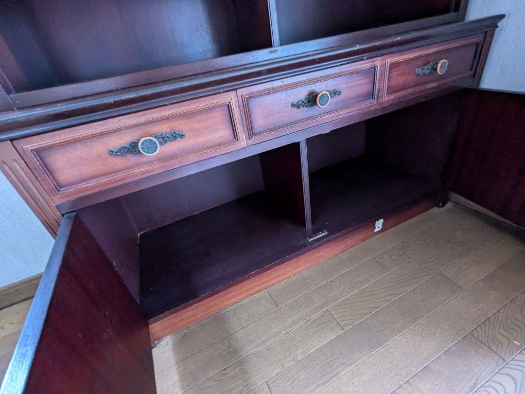 1/末まで限定お値下げアンティーク 天然無垢本棚 昭和レトロ 上下分割