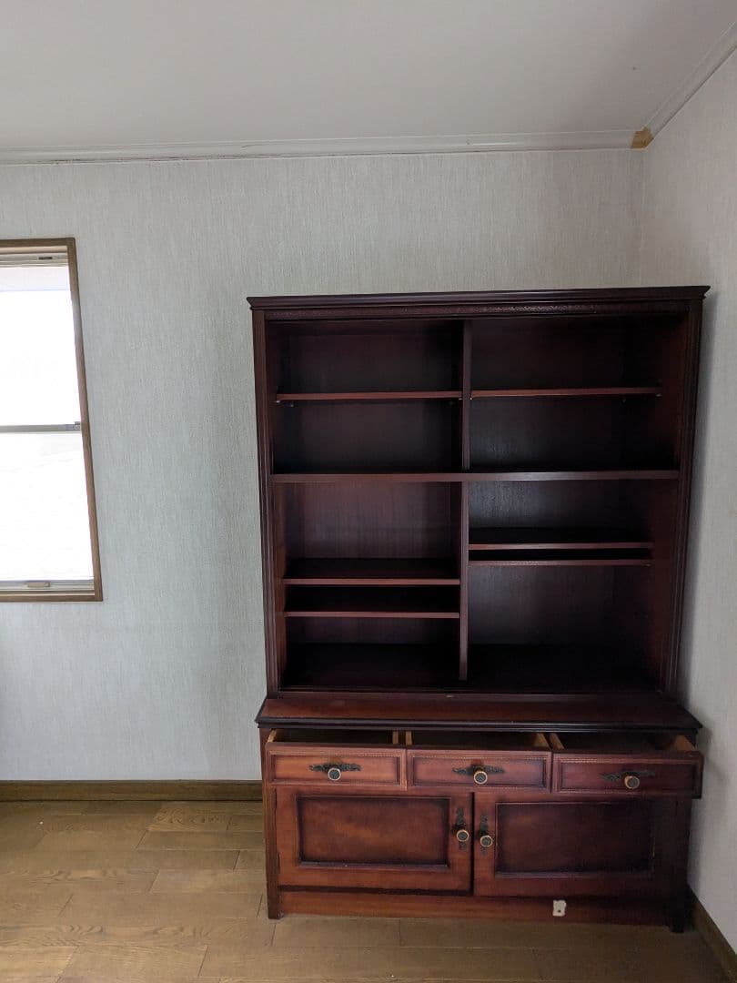 1/末まで限定お値下げアンティーク 天然無垢本棚 昭和レトロ 上下分割