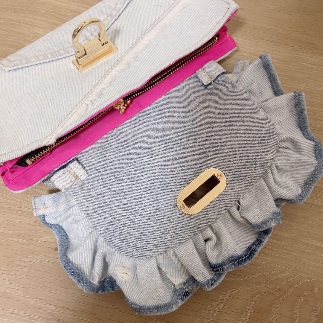 デニム リメイク フリル ウォレット ショルダー 2点セット