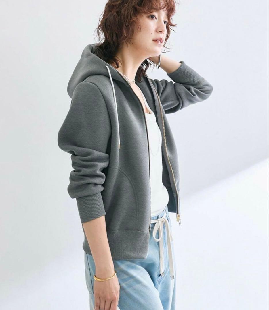 新品タグ付き⚑リブドロワ　スポンジダンボール ZIPパーカー　フリー　グレー RIVE DROITE（リヴドロワ） パーカー WEB限定/累計販売数9，000枚突破