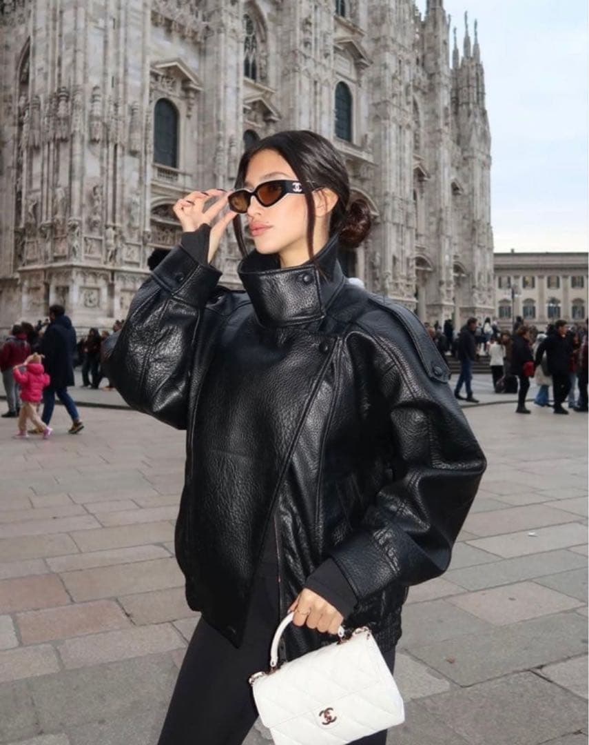 ZARA フェイクレザージャケット タグ有り XS ザラ 新品タグ付き】ZARA ザラ♡フェイクレザージャケットXSサンローラン