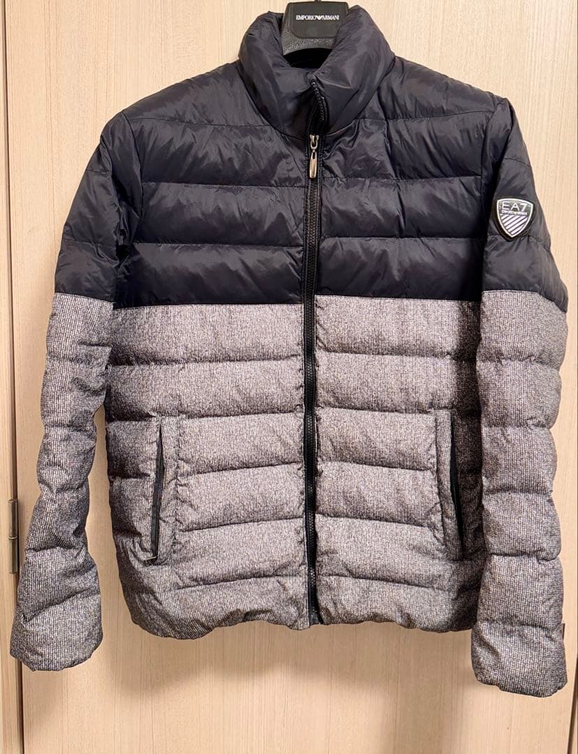 EA7ダウンジャケット 黒・グレー　L EMPORIO ARMANI エンポリオ アルマーニ EA7 ダウン ダウンジャケット