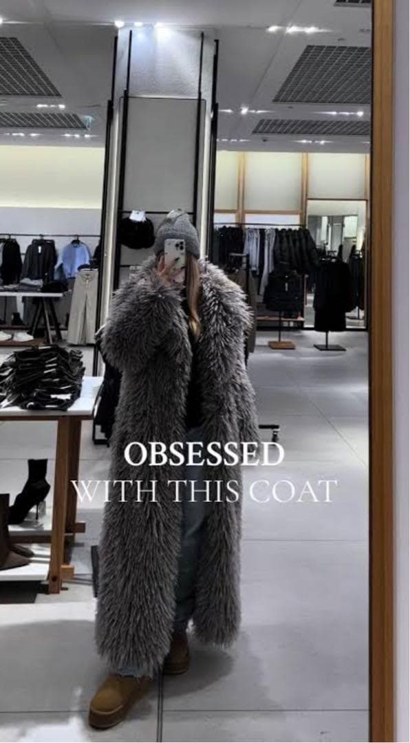 ZARA 新品 エクストラロング フェイクファー コート - メルカリ